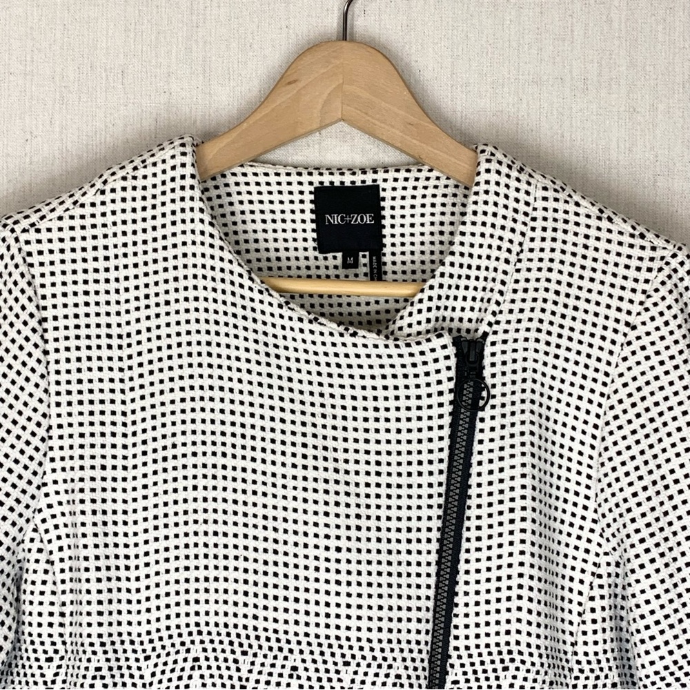 NIC+ZOE~Women’s‎ “Connect the Dots” Black/White Asymmetric Zip Jacket~M - Picture 3 of 13